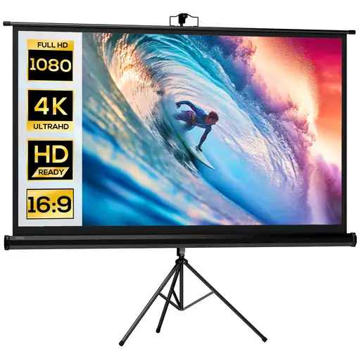 Pantalla de Proyector Manual con Soporte 84 Pulgadas 186x105 cm Negro HOMCOM