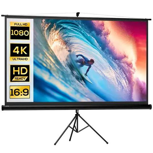 Pantalla de Proyector Manual con Soporte 100 Pulgadas 221x124 cm Negro HOMCOM