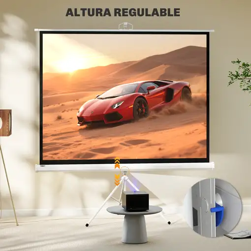 Pantalla de Proyector 84 Pulgadas Plegable 4:3 con Altura Ajustable HOMCOM