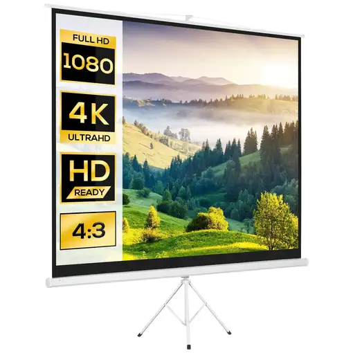 Pantalla de Proyector Manual con Soporte 120 Pulgadas 244x183 cm Blanco HOMCOM