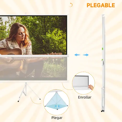 Pantalla de Proyector Manual con Soporte 120 Pulgadas 244x183 cm Blanco HOMCOM