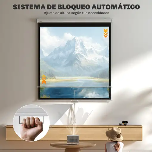 Pantalla de Proyector Manual 85 Pulgadas Formato 1:1 146x146 cm Blanco HOMCOM