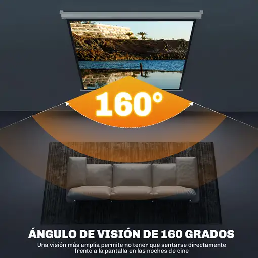 Pantalla de Proyector Manual 85 Pulgadas Formato 1:1 146x146 cm Blanco HOMCOM