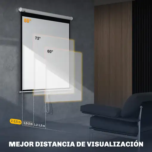 Pantalla de Proyector Manual 85 Pulgadas Formato 1:1 146x146 cm Blanco HOMCOM