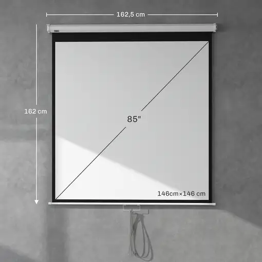 Pantalla de Proyector Manual 85 Pulgadas Formato 1:1 146x146 cm Blanco HOMCOM