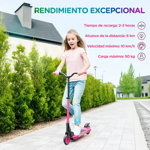 Patinete Eléctrico Plegable Motor 120 W Autonomía 6 KM MAX 10 KM/H Rosa SPORTNOW