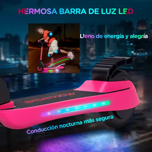 Patinete Eléctrico Plegable Motor 120 W Autonomía 6 KM MAX 10 KM/H Rosa SPORTNOW
