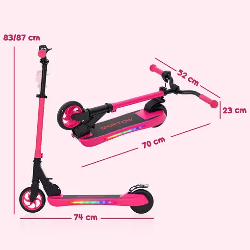 Patinete Eléctrico Plegable Motor 120 W Autonomía 6 KM MAX 10 KM/H Rosa SPORTNOW