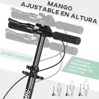 Patinete Plegable para +14 Años con Manillar Ajustable 91,5x36,5x91-104cm HOMCOM