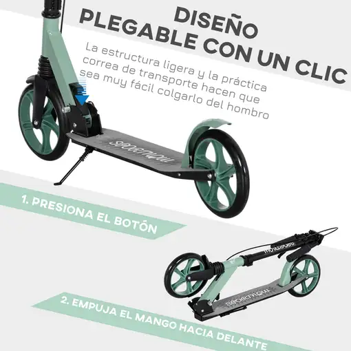 Patinete Plegable para +14 Años con Manillar Ajustable 91,5x36,5x91-104cm HOMCOM