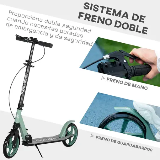 Patinete Plegable para +14 Años con Manillar Ajustable 91,5x36,5x91-104cm HOMCOM