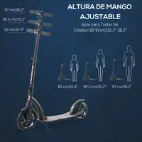 Patinete Plegable +14 años Altura Ajustable 82-97 cm 2 Ruedas 100 kg HOMCOM