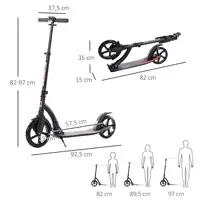 Patinete Plegable +14 años Altura Ajustable 82-97 cm 2 Ruedas 100 kg HOMCOM