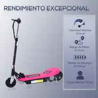 Patinete Eléctrico Plegable Niños Altura Ajustable 78x37x87-95 cm Rosa HOMCOM