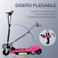 Patinete Eléctrico Plegable Niños Altura Ajustable 78x37x87-95 cm Rosa HOMCOM