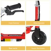 Patinete Eléctrico Niños +7 Años Plegable con Altura Ajustable 50kg Rojo HOMCOM