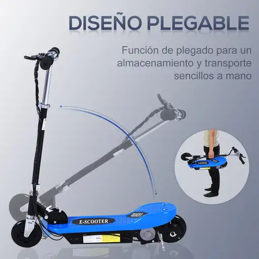Patinete Eléctrico Plegable Niños Altura Ajustable 78x37x87-95 cm Azul HOMCOM