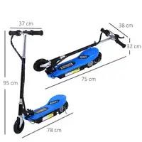 Patinete Eléctrico Plegable Niños Altura Ajustable 78x37x87-95 cm Azul HOMCOM