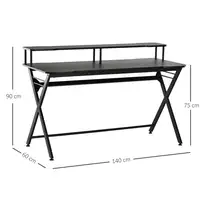 Mesa Gaming 140x60 cm con Estante para Monitor y Gancho para Auriculares HOMCOM Mesa Gaming 140x60 cm con Estante para Monitor y Gancho para Auriculares HOMCOM