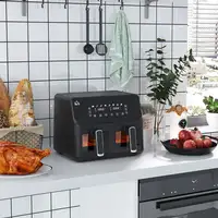 Freidora sin Aceite Doble 8L 2500W con 8 Programas 38,5x38x30,5 cm Negro HOMCOM