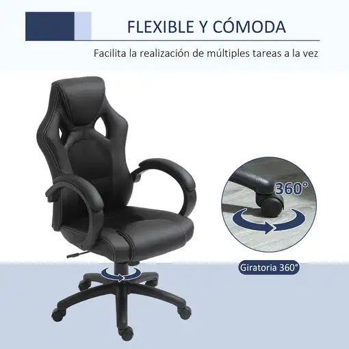 Silla Oficina Giratoria con Altura Ajustable y Respaldo Alto 71x61x118 cm HOMCOM
