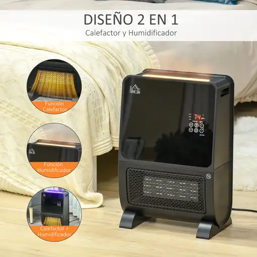 Calefactor Eléctrico Portátil 2000W Radiador Cerámico con Humidificador HOMCOM