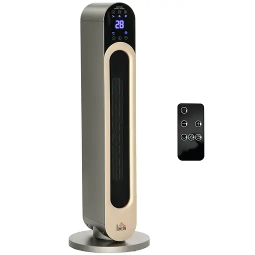 Calefactor Cerámico de Torre 1100/2200W con Mando Distancia Pantalla LED HOMCOM