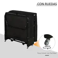 Cama Plegable 184x65 cm con Cabecera Ajustable en 5 Niveles Negro HOMCOM