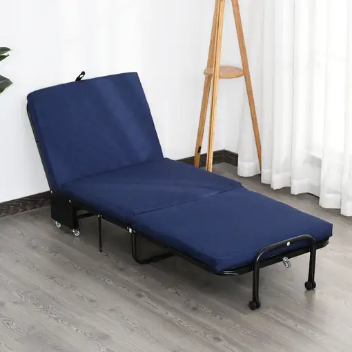 Cama Plegable Portátil Cabecera Ajustable en 5 Niveles de Ángulo HOMCOM