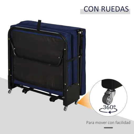 Cama Plegable Portátil Cabecera Ajustable en 5 Niveles de Ángulo HOMCOM