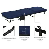 Cama Plegable Portátil Cabecera Ajustable en 5 Niveles de Ángulo HOMCOM