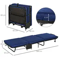 Cama Plegable Portátil Cabecera Ajustable en 5 Niveles de Ángulo HOMCOM