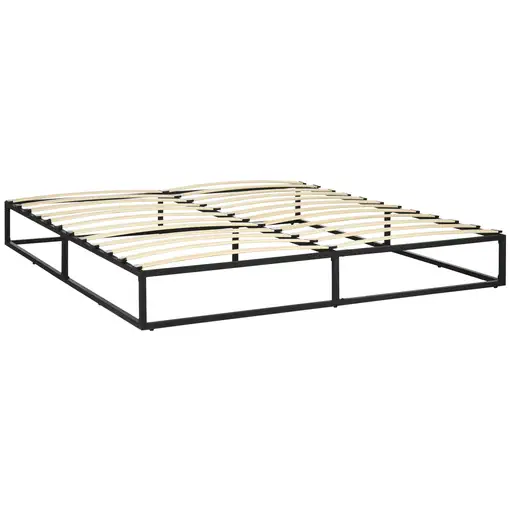 Marco de Cama de Acero Altura 25 cm para Colchón 180x200 cm Negro HOMCOM