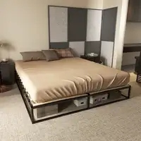 Marco de Cama de Acero Altura 25 cm para Colchón 180x200 cm Negro HOMCOM