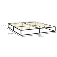 Marco de Cama de Acero Altura 25 cm para Colchón 180x200 cm Negro HOMCOM