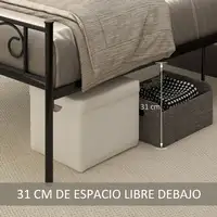 Marco Cama Individual Metal para Colchón 90x190cm Cabecera Forma Mariposa HOMCOM