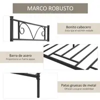 Marco Cama Individual Metal para Colchón 90x190cm Cabecera Forma Mariposa HOMCOM