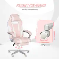 Silla Gaming Reclinable con Reposapiés Retráctil Soporte Lumbar Rosa HOMCOM Silla Gaming Reclinable con Reposapiés Retráctil Soporte Lumbar Rosa HOMCOM