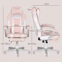Silla Gaming Reclinable con Reposapiés Retráctil Soporte Lumbar Rosa HOMCOM Silla Gaming Reclinable con Reposapiés Retráctil Soporte Lumbar Rosa HOMCOM