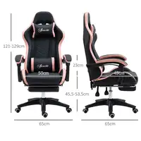 Silla Gaming de Cuero PU con Altura Ajustable 65x65x121-129 cm Negro Vinsetto