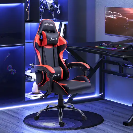 Silla Gaming con Altura Ajustable 63x67x122-130 cm Rojo Vinsetto