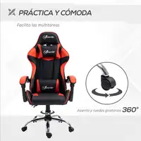 Silla Gaming con Altura Ajustable 63x67x122-130 cm Rojo Vinsetto