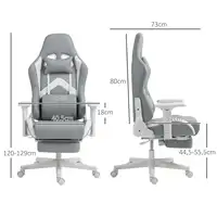 Silla Gaming Reclinable con Altura Ajustable Gris Claro y Blanco HOMCOM