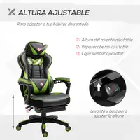 Silla Racing Ergonómica Respaldo Reclinable 65x70x118,5-126,5cm Verde Vinsetto Silla Racing Ergonómica Respaldo Reclinable 65x70x118,5-126,5cm Verde Vinsetto