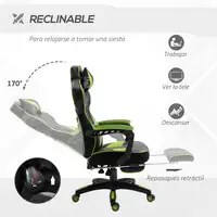 Silla Racing Ergonómica Respaldo Reclinable 65x70x118,5-126,5cm Verde Vinsetto Silla Racing Ergonómica Respaldo Reclinable 65x70x118,5-126,5cm Verde Vinsetto