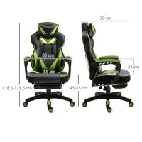 Silla Racing Ergonómica Respaldo Reclinable 65x70x118,5-126,5cm Verde Vinsetto Silla Racing Ergonómica Respaldo Reclinable 65x70x118,5-126,5cm Verde Vinsetto
