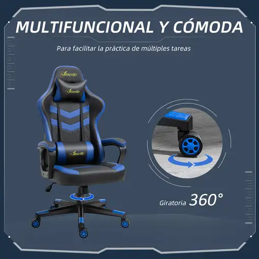 Gaming Silla Reclinable Altura Ajustable Reposacabezas 61x70x121-129cm Vinsetto