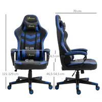 Gaming Silla Reclinable Altura Ajustable Reposacabezas 61x70x121-129cm Vinsetto