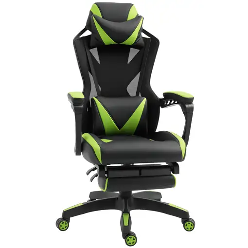 Silla Gaming Ergonómica Oficina Respaldo Regulable 65x70x117-125cmVerde Vinsetto