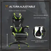 Silla Gaming Ergonómica Oficina Respaldo Regulable 65x70x117-125cmVerde Vinsetto
